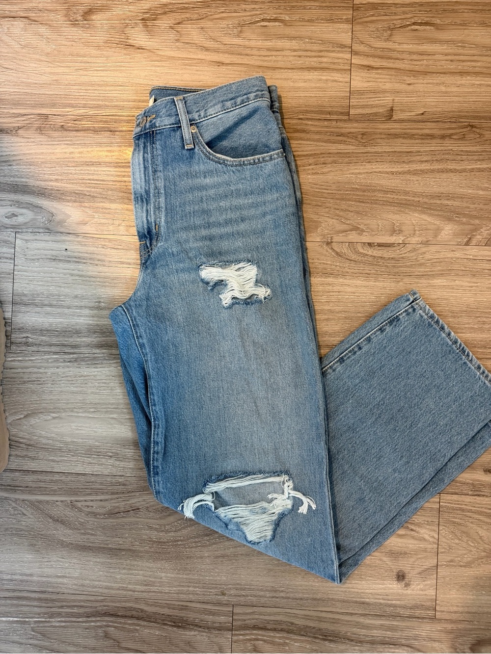 Levi's Light Blue Distressed Wide-Leg Jeans